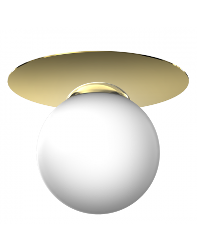 lampa przysufitowa - biała kula na złotej podsufitce Milagro MLP7969 PLATO 1xE14 25cm