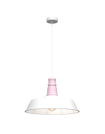 Biała lampa wisząca z różową wstawką -  idealna do kuchni lub pokoju dziecka Milagro MLP7979 ENZO WHITE/PINK 1xE27