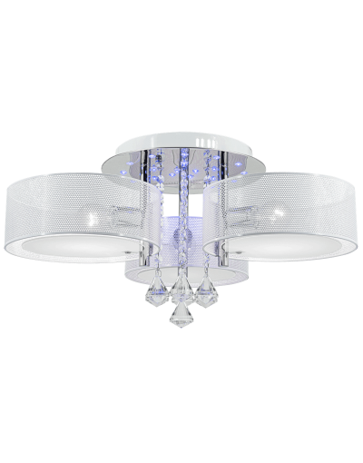 Duża lampa sufitowa / plafon Glamour Elem ANTILA DRS8006/3 WH NET 3xE27 60W + 22 LED z pilotem