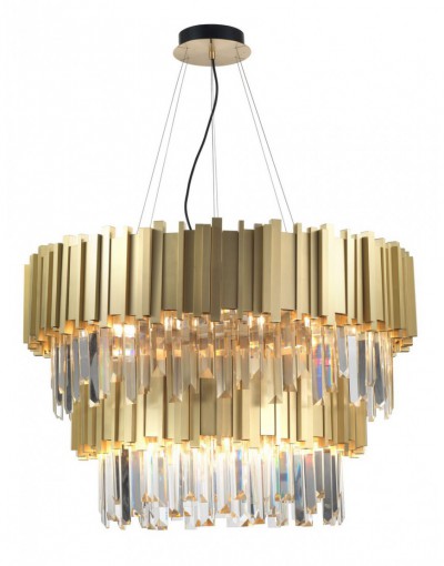 Niecodzienna lampa Luces Exclusivas CALARCA LE42282 - kolor lampy - złoty mosiądz, materiał - aluminium/kryształ