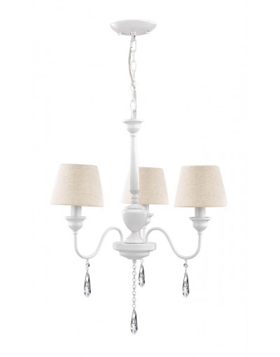 Stylowa lampa Luces Exclusivas COROZAL LE42345 - kolor lampy - biały/kremowy, materiał - metal/tkanina/kryształ