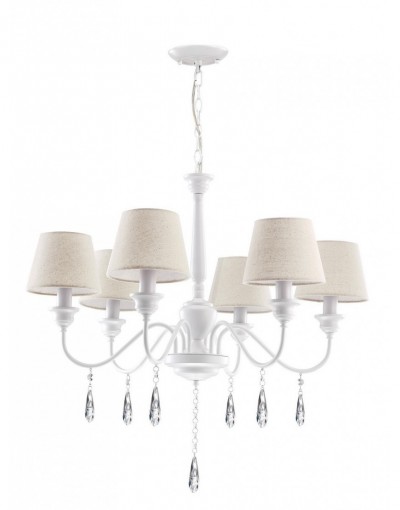 Niepowtarzalna lampa Luces Exclusivas COROZAL LE42347 - kolor lampy - biały/kremowy, materiał - metal/tkanina/kryształ