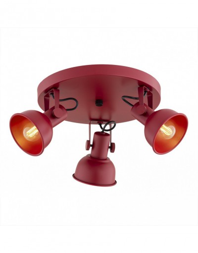 czerwona lampa Argon LENORA 6264 plafon 3 pł.