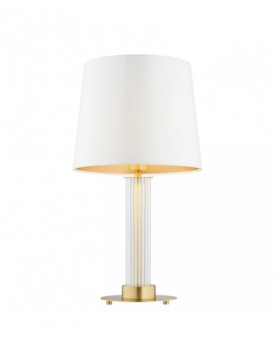 lampa stołowa 1 pł. HAMPTON kolor kremowy (złoty środek), transparentny (ryflowany), mosiądz szczotkowany