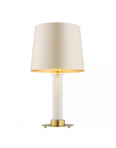 lampa stołowa 1 pł. HAMPTON kolor beżowy (złoty środek), transparentny (ryflowany), mosiądz szczotkowany