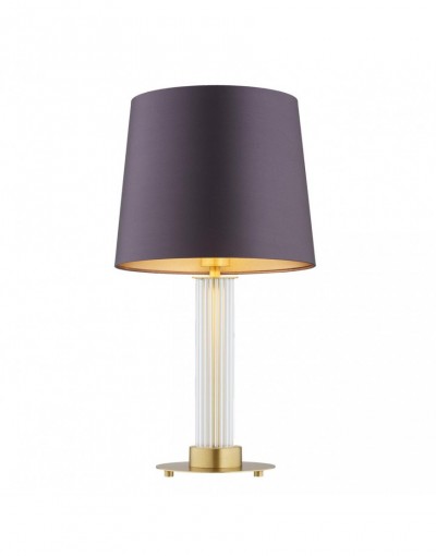 lampa stołowa 1 pł. HAMPTON kolor fioletowy-śliwkowy (złoty środek), transparentny (ryflowany), mosiądz szczotkowany