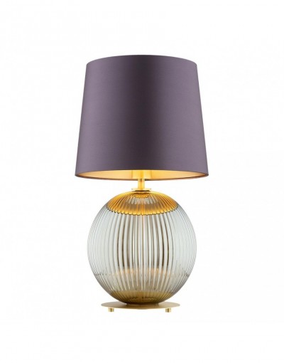 lampa stołowa 1 pł. HAMILTON kolor fioletowy-śliwkowy (złoty środek), szary lister, mosiądz szczotkowany
