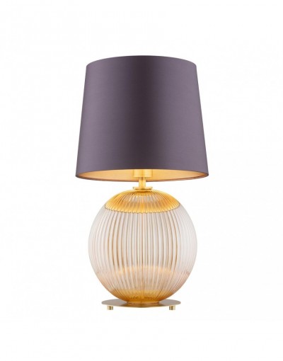 lampa stołowa 1 pł. HAMILTON kolor fioletowy-śliwkowy (złoty środek), miodowy lister, mosiądz szczotkowany