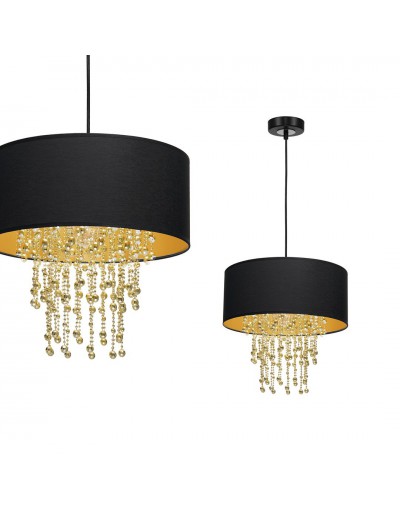 czarna lampa wisząca w stylu glamour Milagro ALMERIA MLP6441